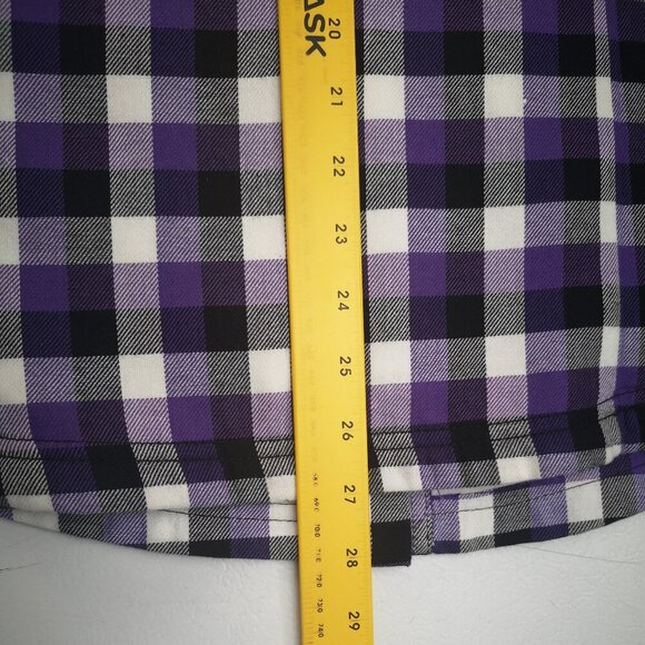 BC Clothing Ladies Size Small Purple White Black Plaid Faux Fur Lined Shirt - Picture 12 of 12